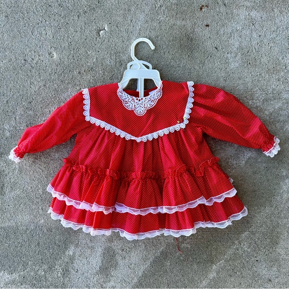 Red Lace Trim Kids Matching Set